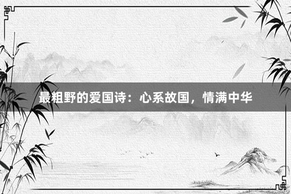 最粗野的爱国诗:心系故国,情满中华